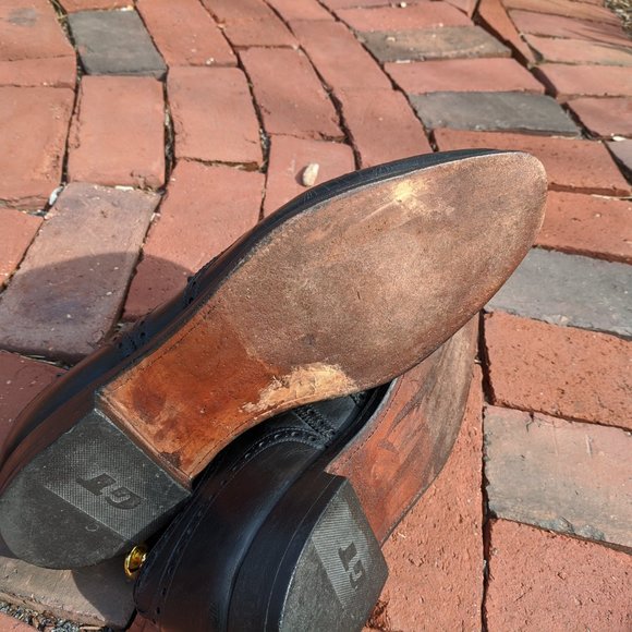 VTG Alan McAfee Mens Wingtip Shoes 11 C Black Leather Brogue England - Picture 6 of 16